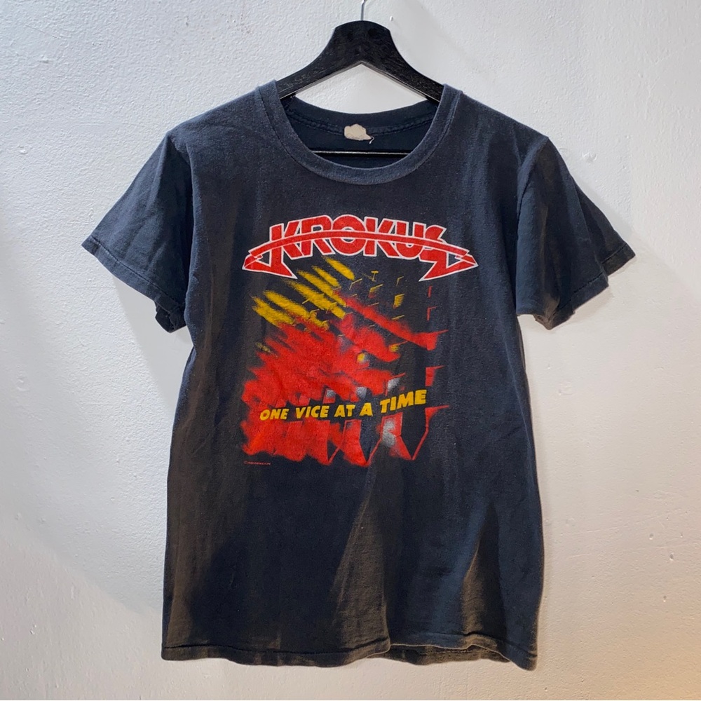 Vintage Krokus One Vice At A Time World Vice Tour 1982 Size Small